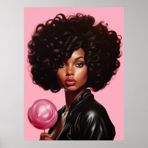 Schwarzes Model High Fashion Frau Schön Rosa Poster