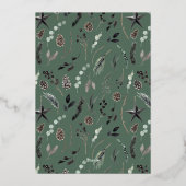 Schwarzes, modernes botanisches Grün Folien Feiertagskarte (Rückseite)