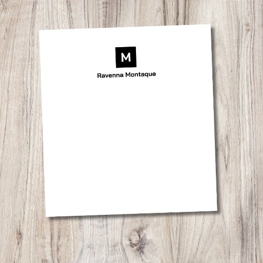 Schwarzes modernes chic trendy Monogramm Notizblock