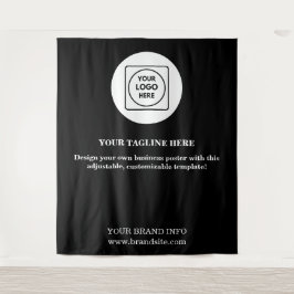 Schwarzes modernes Corporate-Event-Logo-Anzeige-Ba Wandteppich
