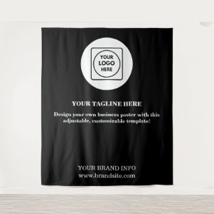 Schwarzes modernes Corporate-Event-Logo-Anzeige-Ba Wandteppich