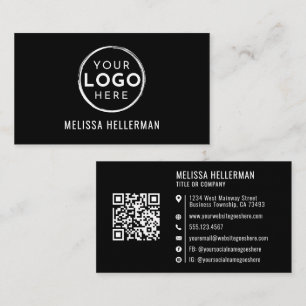 Schwarzes modernes Design QR-Code Visitenkarte