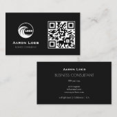 Schwarzes modernes Design| Visitenkarte mit QR-Cod (Vorne/Hinten)