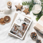 Schwarzes, modernes Drehbuch Weihnachten Multi-Fot<br><div class="desc">Schwarz moderne elegante rustikale Aquarell beige natürliche skandinavische zeitgenössische mutierte Farben beige,  schwarz und weiß 5 Multi-Foto Weihnachtskarte.</div>