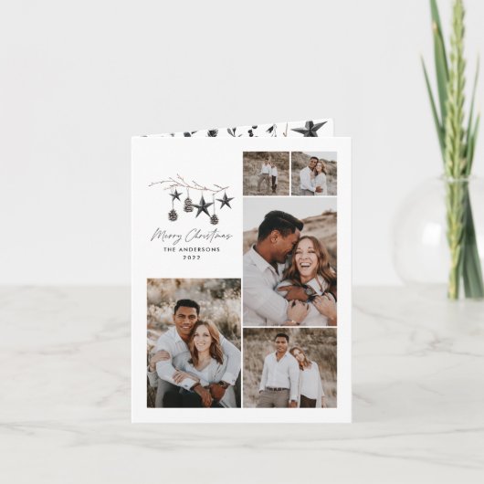 Schwarzes, modernes Drehbuch Weihnachten Multi-Fot (Vorderseite)