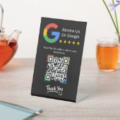Schwarzes modernes einfaches Google-Review-QR-Code Sockelschild (In SItu)