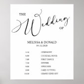 Schwarzes modernes einfaches Hochzeitsprogramm Zei Poster (Vorne)