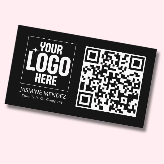Schwarzes modernes einfaches QR-Code-Logo Visitenkarte
