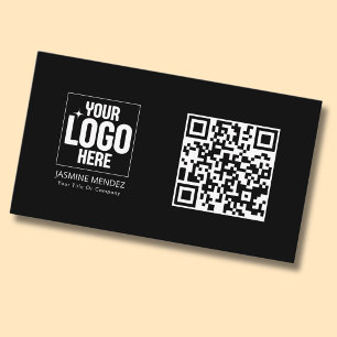 Schwarzes modernes einfaches QR-Code-Logo Visitenkarte