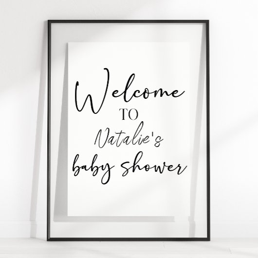 Schwarzes modernes einfaches Schrift-Duschschild Poster