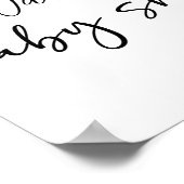 Schwarzes modernes einfaches Schrift-Duschschild Poster (Ecke)