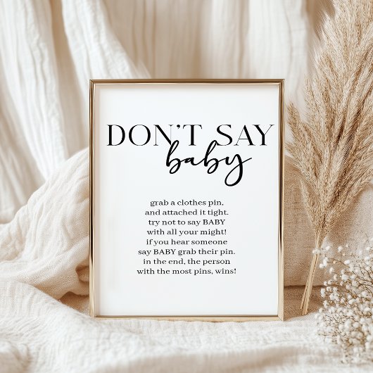 Schwarzes modernes einfaches Skript-Baby-Shower-Sp Poster