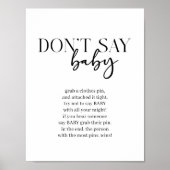 Schwarzes modernes einfaches Skript-Baby-Shower-Sp Poster (Vorne)