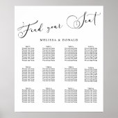 Schwarzes modernes einfaches Skript-Hochzeits-Sitz Poster (Vorne)