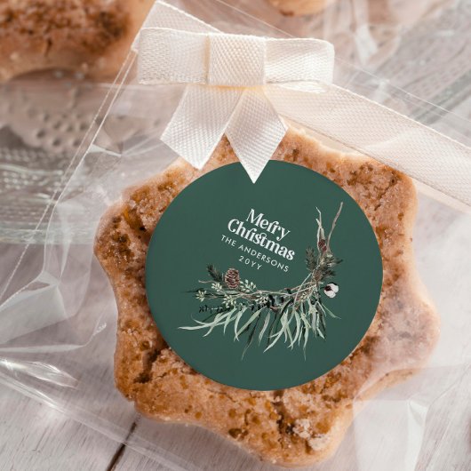 Schwarzes, modernes, elegantes botanisches Grün Keramik Ornament