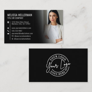 Schwarzes modernes Foto-Logo Professional Visitenkarte