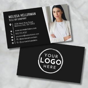 Schwarzes modernes Foto-Logo professionell Visitenkarte