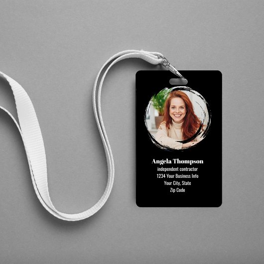 Schwarzes modernes Foto-QR-Code-Mitarbeiter Ausweis