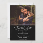 Schwarzes modernes Foto Save the Date (Vorderseite)