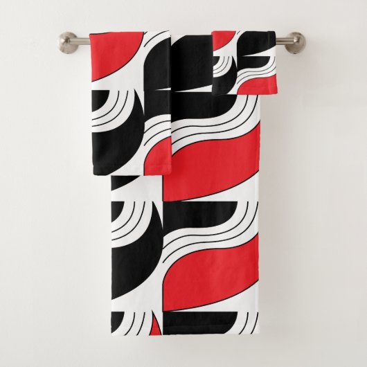 Schwarzes, modernes geometrisches Muster Badhandtuch Set (Insitu)