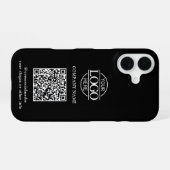 Schwarzes modernes Geschäftslogo & QR-Code-Promoti iPhone 16 Hülle (Rückseite (Horizontal))