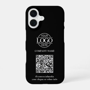 Schwarzes modernes Geschäftslogo & QR-Code-Promoti iPhone 16 Hülle