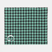 Schwarzes modernes Hahnentrittmuster Fleecedecke (Vorderseite (Horizontal))