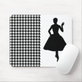 Schwarzes modernes Hahnentrittmuster mit Mode-Silh Mousepad (Mit Mouse)