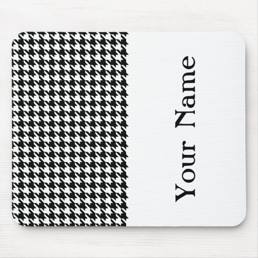 Schwarzes modernes Hahnentrittmuster mit Namen Mousepad (Vorne)
