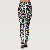 Schwarzes, modernes Leopard-Muster Leggings (Rückseite)