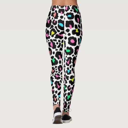 Schwarzes, modernes Leopard-Muster Leggings (Rückseite)