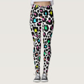 Schwarzes, modernes Leopard-Muster Leggings (Vorderseite)