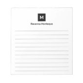 Schwarzes modernes, liniertes, schickes, trendiges notizblock (Vorderseite)