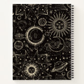 Schwarzes modernes Minimal Illustratives Universum Notizblock (Rückseite)