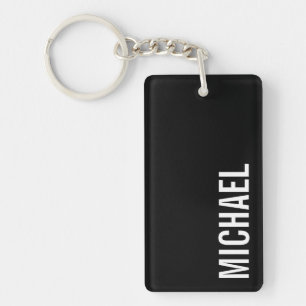 Schwarzes modernes minimalistisches personalisiert schlüsselanhänger