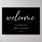 Schwarzes modernes minimalistisches Willkommenssch Poster (Vorne)