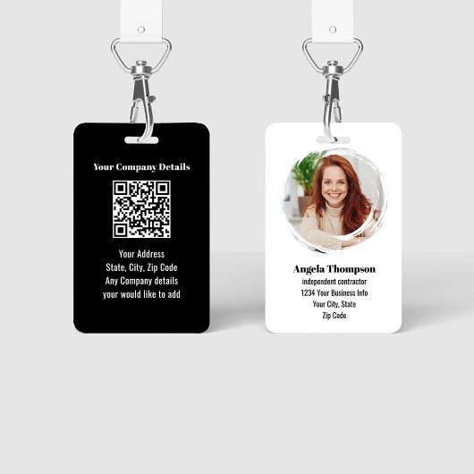 Schwarzes modernes Mitarbeiter-Foto-QR-Code-Abzeic Ausweis