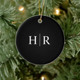 Schwarzes modernes Monogramm Keramik Ornament