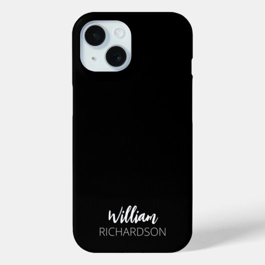 Schwarzes modernes Monogramm-Schrift-Name Case-Mate iPhone Hülle (Rückseite)