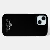 Schwarzes modernes Monogramm-Schrift-Name Case-Mate iPhone Hülle (Rückseite (Horizontal))