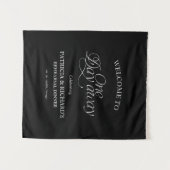 Schwarzes modernes Probedinner-Willkommensschild Wandteppich (Vorderseite (Horizontal))