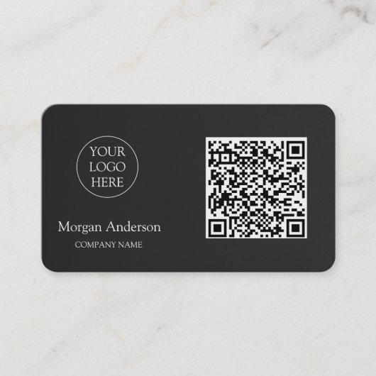 Schwarzes modernes professionelles QR-Code-Geschäf Visitenkarte (Vorderseite)
