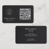 Schwarzes modernes professionelles QR-Code-Geschäf Visitenkarte (Vorne/Hinten)