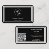 Schwarzes modernes professionelles QR-Code-Geschäf Visitenkarte (Vorne/Hinten)