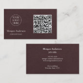 Schwarzes modernes professionelles QR-Code-Geschäf Visitenkarte (Vorne/Hinten)