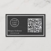 Schwarzes modernes professionelles QR-Code-Geschäf Visitenkarte (Vorderseite)