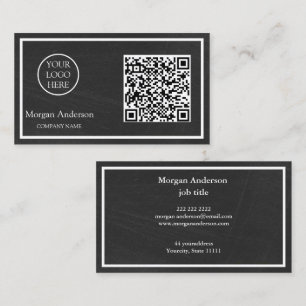 Schwarzes modernes professionelles QR-Code-Geschäf Visitenkarte