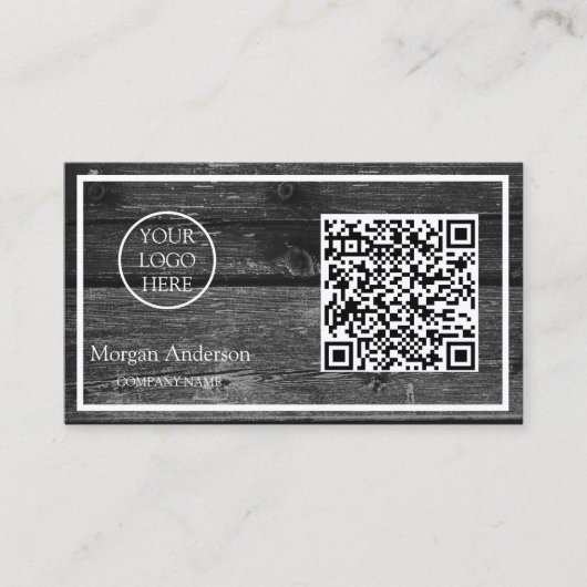 Schwarzes modernes professionelles QR-Code-Geschäf Visitenkarte (Vorderseite)