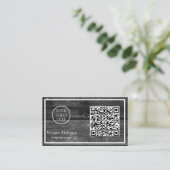Schwarzes modernes professionelles QR-Code-Geschäf Visitenkarte (Stehend Vorderseite)
