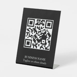 Schwarzes modernes QR-Code-Geschäftsdisplay-Podest Sockelschild